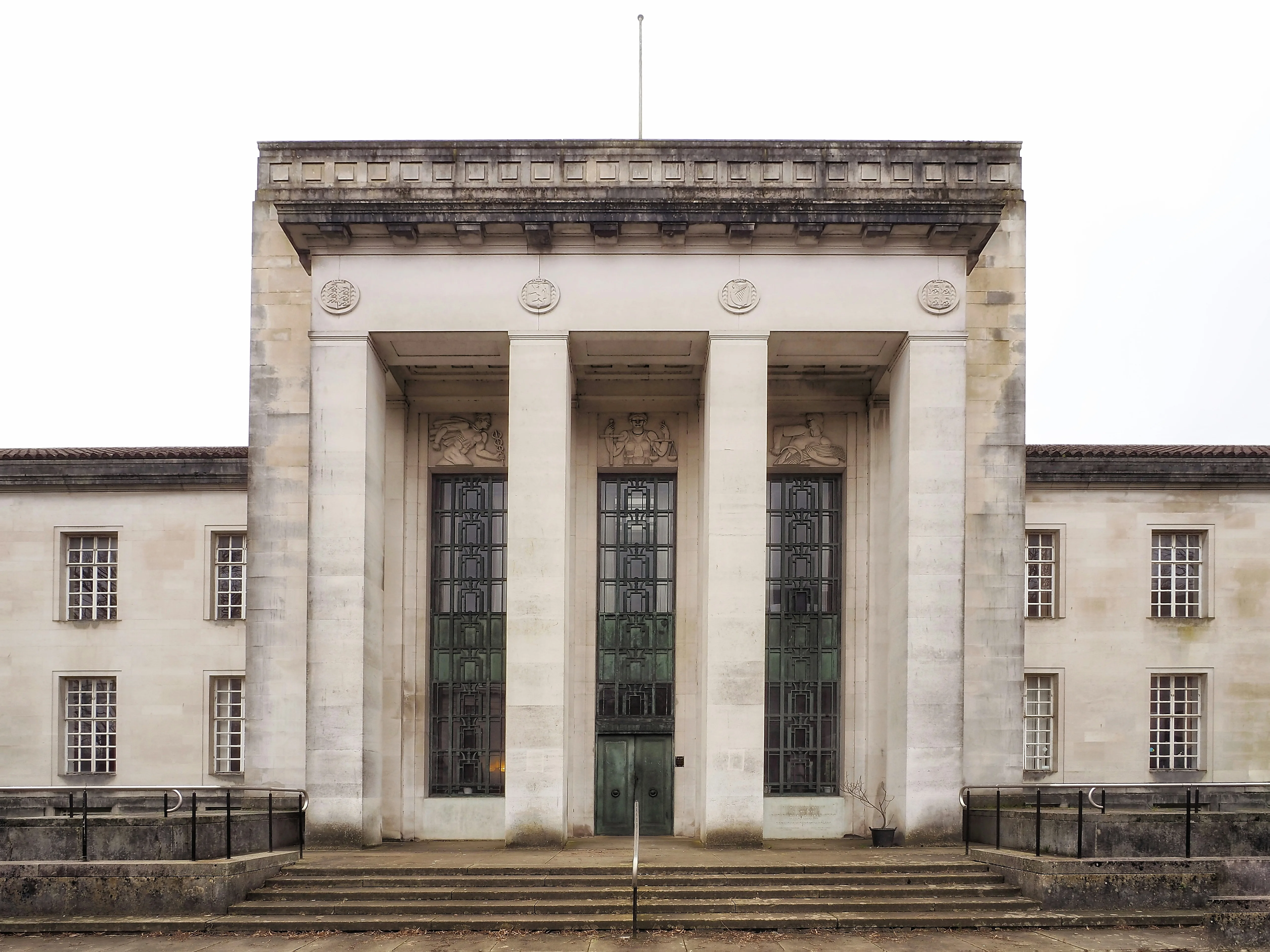 Classical government building exterior with columns